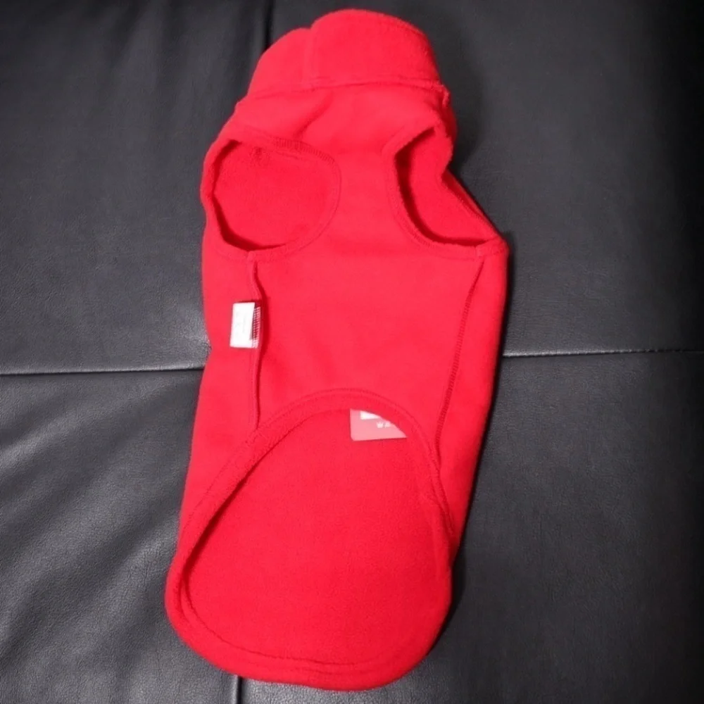 Gooby fleece red dog sweater harness for large dogs, large dog winter clothing